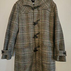 Uniqlo JW Anderson Grey Wool Plaid Duffle Coat Overcoat Jacket Men's Medium M